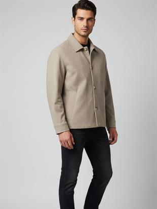 Figo Gömlek Yaka Süet  Bomber Düğmeli Mont