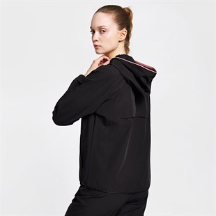 Lescon 26B-2012 Kadın Koşu Fermuarlı Siyah Kapüşonlu Sweatshirt 