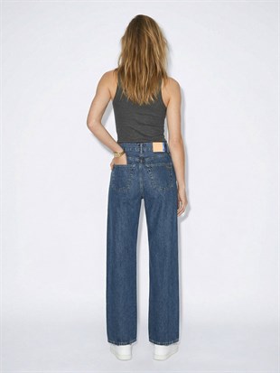 Ltb Vıonne H LOWENA Geniş Paça Yüksek Bel Mid Indigo Jean Pantolon