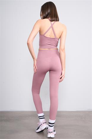 VOLUMEX Gül Kurusu Kadın Sporcu Bustıyer Ve Tayt İkili Takım