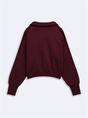Ltb ZOKOFA Relaxed Fit Yaka Detaylı Yazı Baskılı Lacivert Sweatshırt