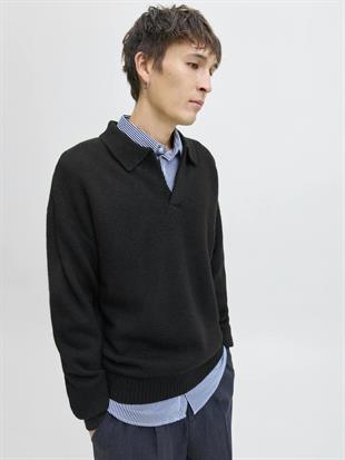 Jack & Jones JJSOHO OLLIE KNIT SPLIT NECK LN Yakalı Kazak