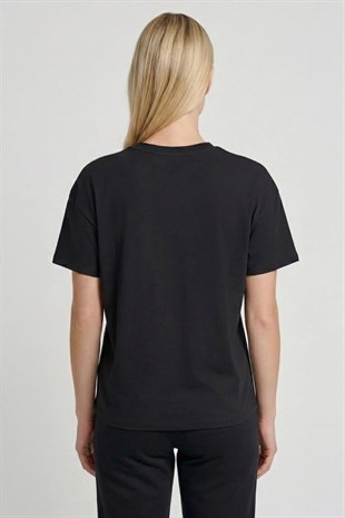 Hummel Sandalo Kadın Lacivert Yuvarlak Yaka T-shirt