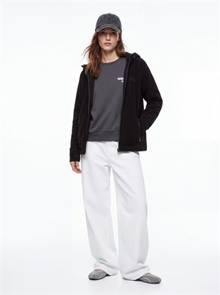 Ltb SAPAHE Regular Fit Yazı Baskılı Bisiklet Yaka Gri Sweatshırt
