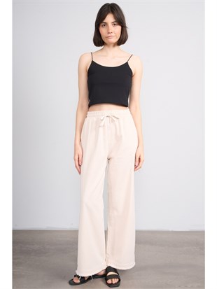Volumex Beli Lastikli Boru Paça Gabardin Kadın Pantolon