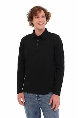 Kinetix MB SN329 UKOL POLO 5PR Erkek Siyah Uzun Kol T-Shirt 102024517