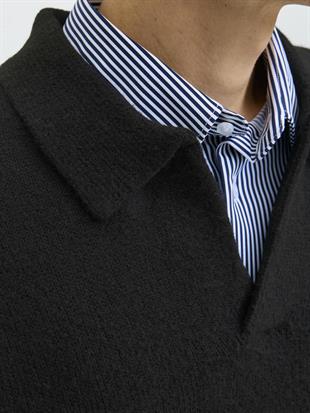 Jack & Jones JJSOHO OLLIE KNIT SPLIT NECK LN Yakalı Kazak