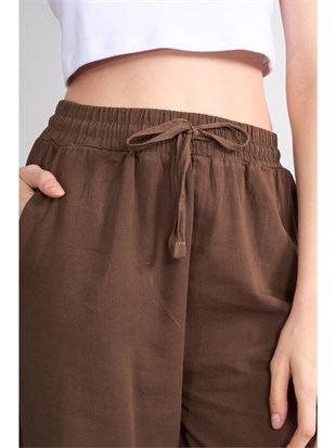 Volumex Beli Lastikli Boru Paça Gabardin Kadın Pantolon