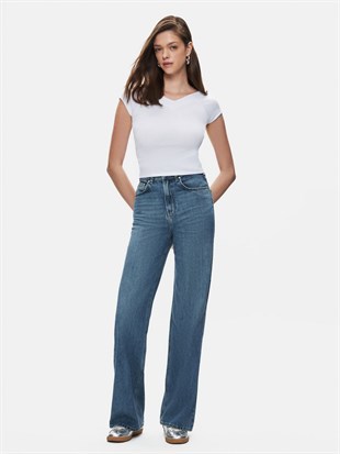 Ltb Vıonne HIGH LORWEN Geniş Paça Yüksek Bel Light indigo Jean Pantolon
