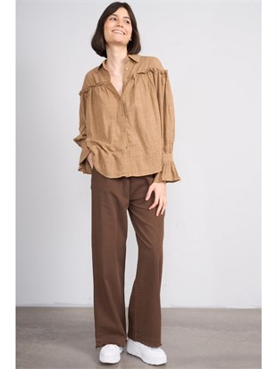Volumex Beli Lastikli Boru Paça Gabardin Kadın Pantolon
