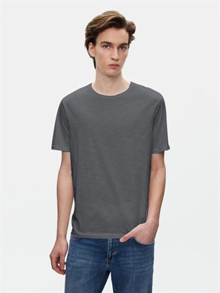 Ltb Benado Erkek Kısa Kollu Sıfır Yaka Basic Antrasit  T-shirt