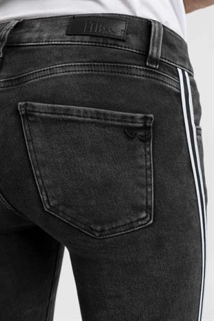 Ltb LONIA WHITE STRIPED BLACK ROUTE Kadın Skinny Jean Pantolon