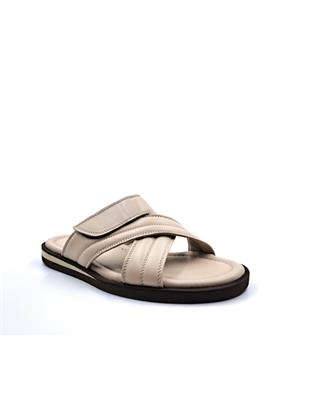 Hammer Jack Ravello Hafif Tasarım Konfor Hakiki Deri Cırtlı Bej Erkek Terlik