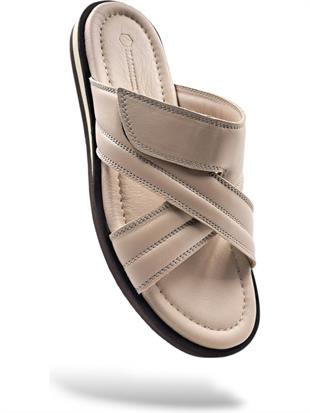 Hammer Jack Ravello Hafif Tasarım Konfor Hakiki Deri Cırtlı Bej Erkek Terlik