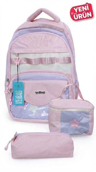 Veibag Premium Fame İlkokul Okul Çantası 3lü Set - Beslenme Çantası ve kalemlikli Sırt Çantası