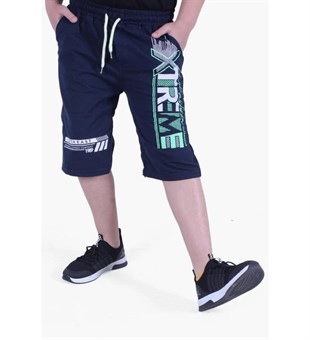 Xtreme Yazı Baskılı Yüksek Bel Erkek Çocuk Kapri Şort LACİVERT