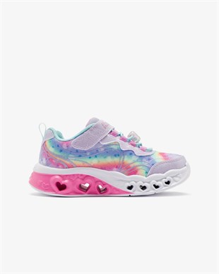 Skechers Flutter Heart Lights Groovy Swirl 303253L LVAQ Büyük Kız Çocuk Mor Işıklı Spor Ayakkabı