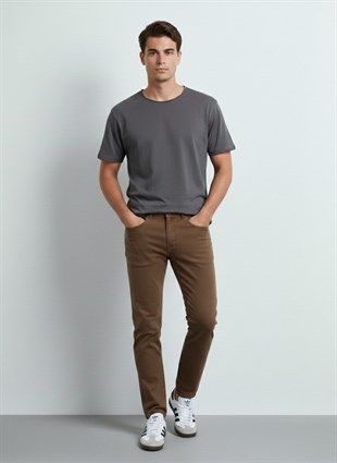 Ltb Benado Erkek Kısa Kollu Sıfır Yaka Basic Antrasit  T-shirt