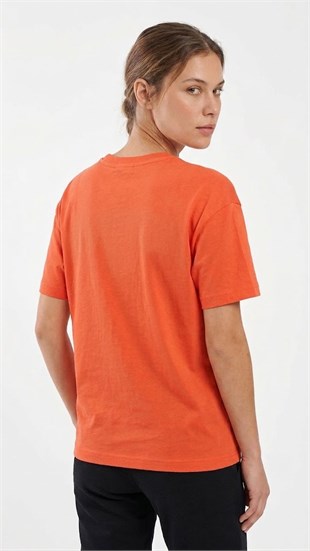 Hummel Sandalo Kadın Turuncu Yuvarlak Yaka T-shirt