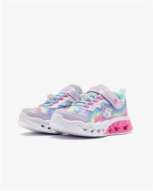 Skechers Flutter Heart Lights Groovy Swirl 303253L LVAQ Büyük Kız Çocuk Mor Işıklı Spor Ayakkabı