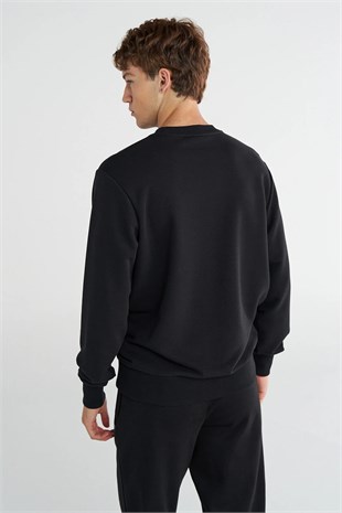 hummel T-Pulse Male Co Regular Crew Neck Siyah Erkek Sweatshirt 922442-2001