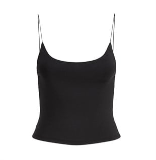 Jack & Jones JXVERONA CROPPED SINGLET JRS RT İp Aakı Siyah Atlet