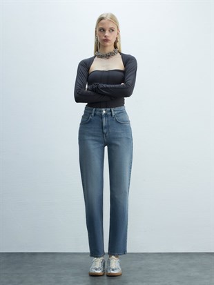 Ltb New Wanda VIRELIA Düz Paça Rahat Kesim Mid Indigo Jean Pantolon