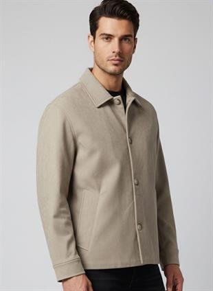 Figo Gömlek Yaka Süet  Bomber Düğmeli Mont