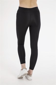 Crozwise Kadın Siyah Micro Cepli Tayt Düz Günlük Spor
