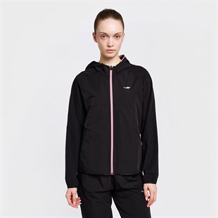 Lescon 26B-2012 Kadın Koşu Fermuarlı Siyah Kapüşonlu Sweatshirt 