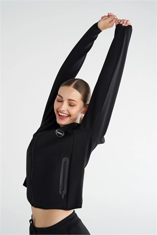 Hummel Tech Zıp Siyah Kadın Sweatshirt