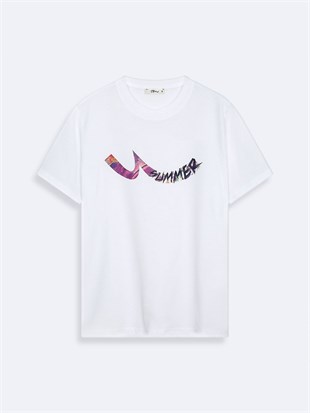 Ltb GONOLA Renkli Logo Baskılı Relaxed Kadın T-shırt