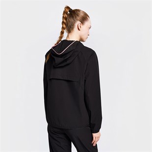 Lescon 26B-2012 Kadın Koşu Fermuarlı Siyah Kapüşonlu Sweatshirt 