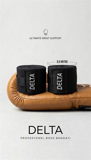 DELTA Boks Kickbox Muay Thai Sanda El Bandajı 3,5 Metre x 2 Adet Siyah