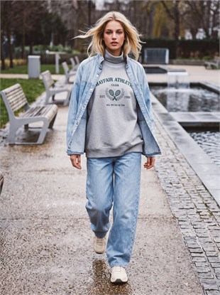 LTB BECODO Boğazlı Yaka Gri Sweatshirt