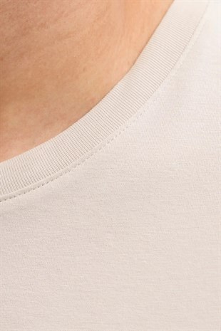 Jack Jones Jjejeff Logo Tee Ss Sn Erkek Bej T-shirt 
