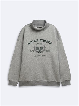 LTB BECODO Boğazlı Yaka Gri Sweatshirt