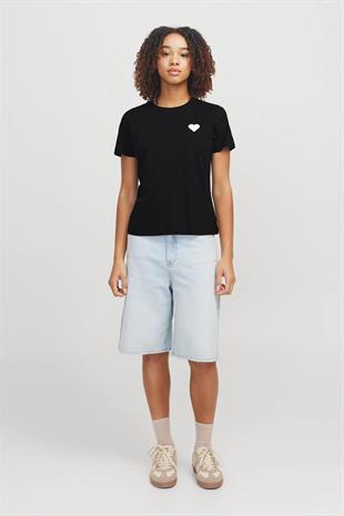 Jjxx JXCARLY REG FIT SS TEE JR Siyah Kadın Kısa Kol T-Shirt