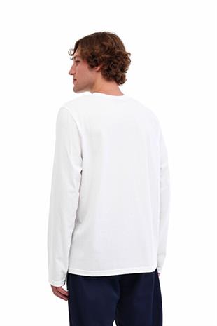 Lumberjack LOEN 14LJK-130-33 5PR  Erkek Beyaz Uzun Kol T-Shirt 102025427