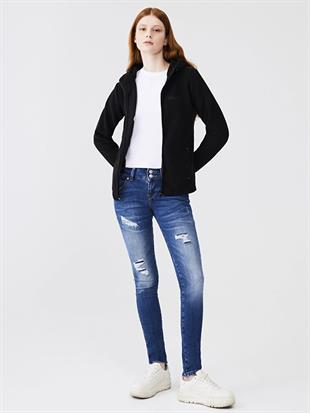 LTB Berinta Fermuarlı Regular Kapüşonlu Polar Düz Fit Hırka