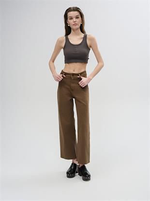 LTB Danelle Slate Brown Geniş Paça Yüksek Bel Jean Pantolon 009515731515055794