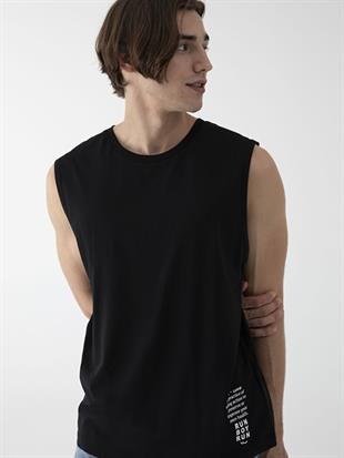 Ltb Fadoze Minimal Yazı Baskılı Erkek Siyah Sıfır Yaka Sıfır Kol Atlet