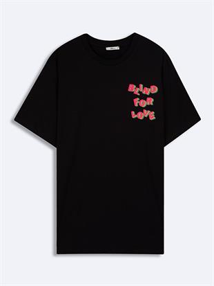 LTB FEDERA Erkek Kısa Kollu Sıfır Yaka Sloganlı Siyah T-shirt 1225842956089