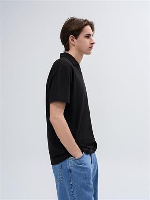 Ltb Lobode Siyah Erkek Polo Yaka Kısa Kol Regular T-Shirt 1225842386089200