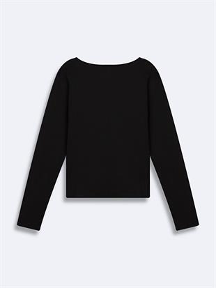 Ltb MABADA Kesik V Yaka Soluk Görünümlü Siyah Sweatshırt 1125810666089