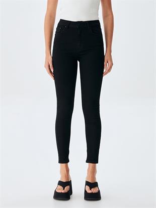 Marcella X Dar Paça Yüksek Bel Siyah Jean Pantolon