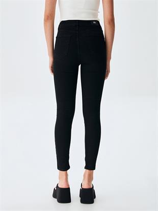 Marcella X Dar Paça Yüksek Bel Siyah Jean Pantolon