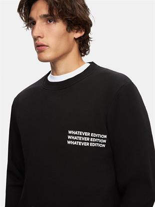 LTB NEBEZE Uzun Kollu Sıfır Yaka Slogan Baskılı Siyah Sweatshırt