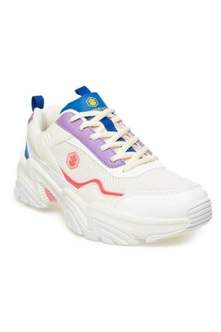Lumberjack 3W Joanna 3PR Beyaz Lila Kadın Kalın Taban Sneakers Ayakkabı