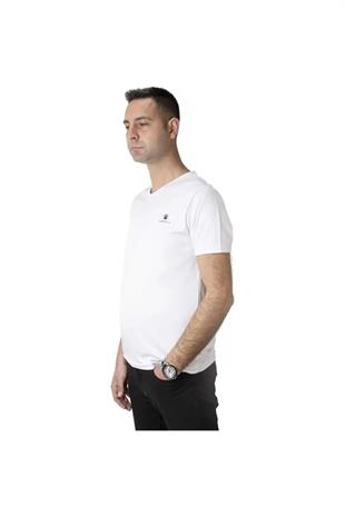 Lumberjack CT104 PES V T-SH 5F V Yaka Kırık Beyaz Erkek Kısa Kol T-shirt 101939404